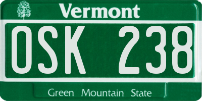 VT license plate OSK238