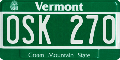 VT license plate OSK270