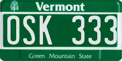 VT license plate OSK333
