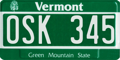 VT license plate OSK345