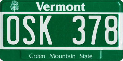 VT license plate OSK378