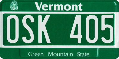 VT license plate OSK405