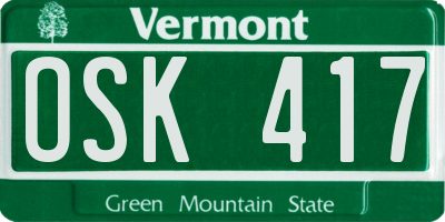 VT license plate OSK417