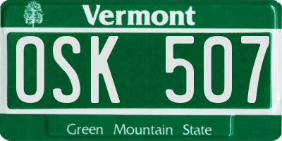 VT license plate OSK507