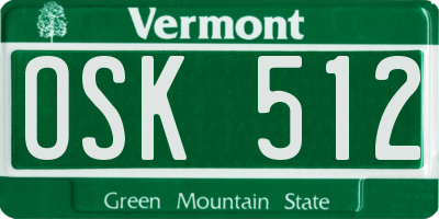 VT license plate OSK512