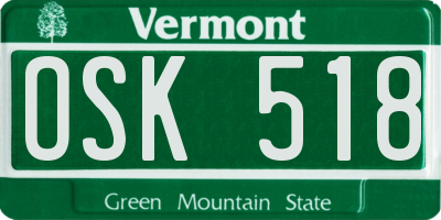 VT license plate OSK518
