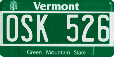 VT license plate OSK526