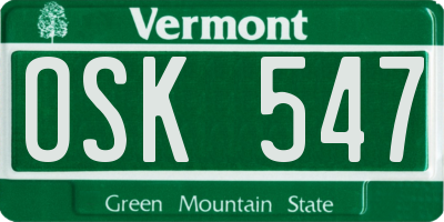 VT license plate OSK547