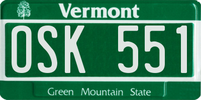 VT license plate OSK551