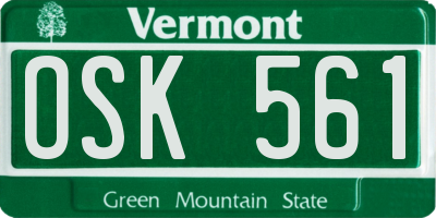 VT license plate OSK561