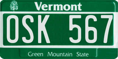 VT license plate OSK567