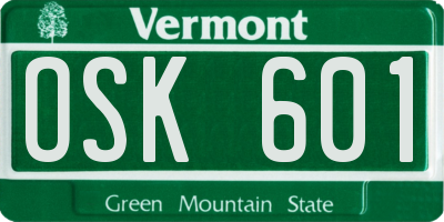 VT license plate OSK601
