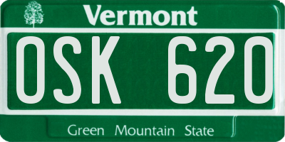 VT license plate OSK620