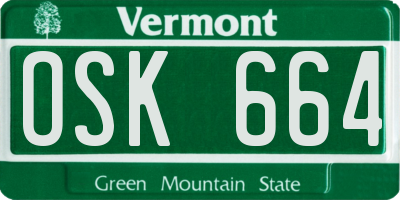 VT license plate OSK664