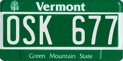 VT license plate OSK677