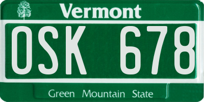 VT license plate OSK678