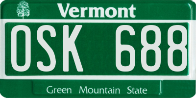 VT license plate OSK688