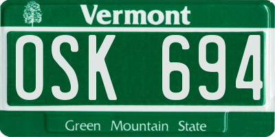 VT license plate OSK694