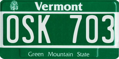 VT license plate OSK703