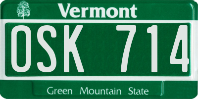 VT license plate OSK714