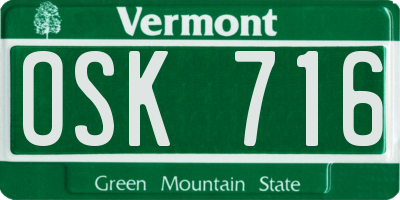 VT license plate OSK716