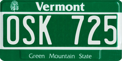 VT license plate OSK725