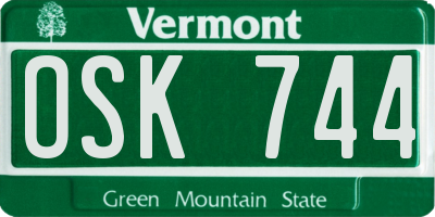 VT license plate OSK744