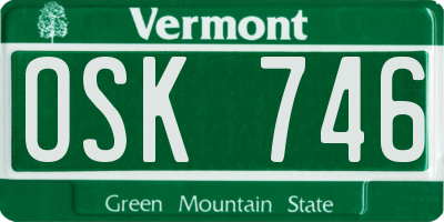 VT license plate OSK746