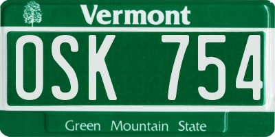 VT license plate OSK754