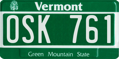 VT license plate OSK761