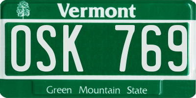 VT license plate OSK769