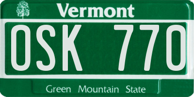VT license plate OSK770