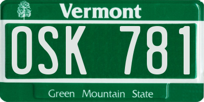 VT license plate OSK781