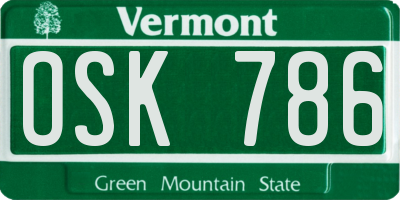 VT license plate OSK786