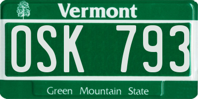 VT license plate OSK793