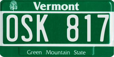 VT license plate OSK817