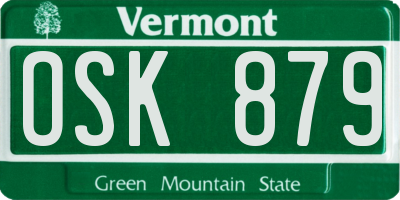 VT license plate OSK879