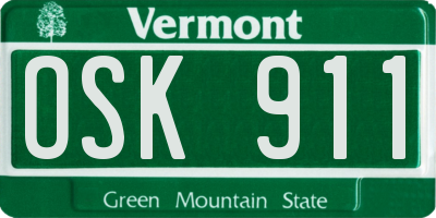 VT license plate OSK911