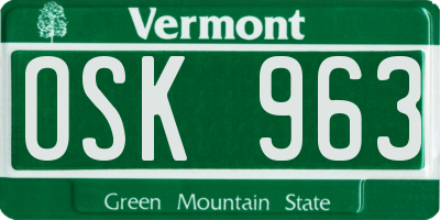 VT license plate OSK963