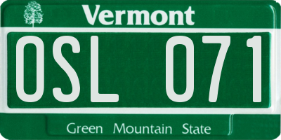 VT license plate OSL071