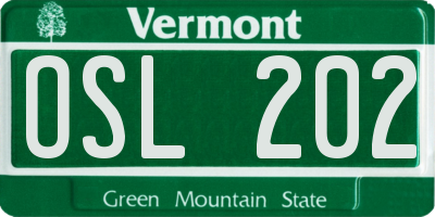 VT license plate OSL202