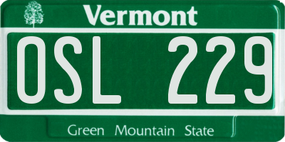VT license plate OSL229