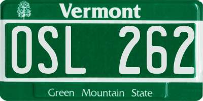 VT license plate OSL262