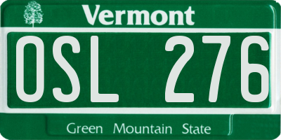VT license plate OSL276