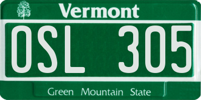 VT license plate OSL305