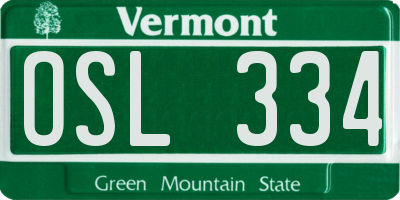 VT license plate OSL334
