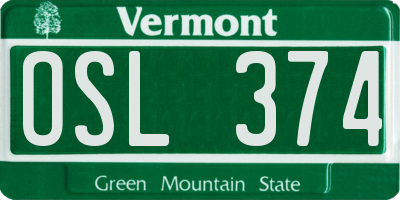 VT license plate OSL374