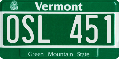 VT license plate OSL451