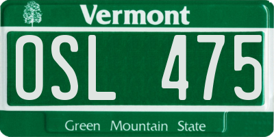 VT license plate OSL475