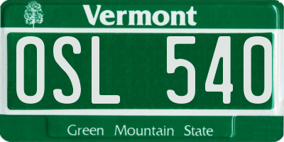 VT license plate OSL540